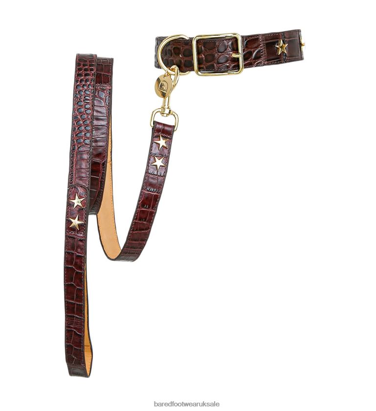 Burgundy Croc Leather Unisex Bared Footwear N06D2V324 Dog Collar & Lead