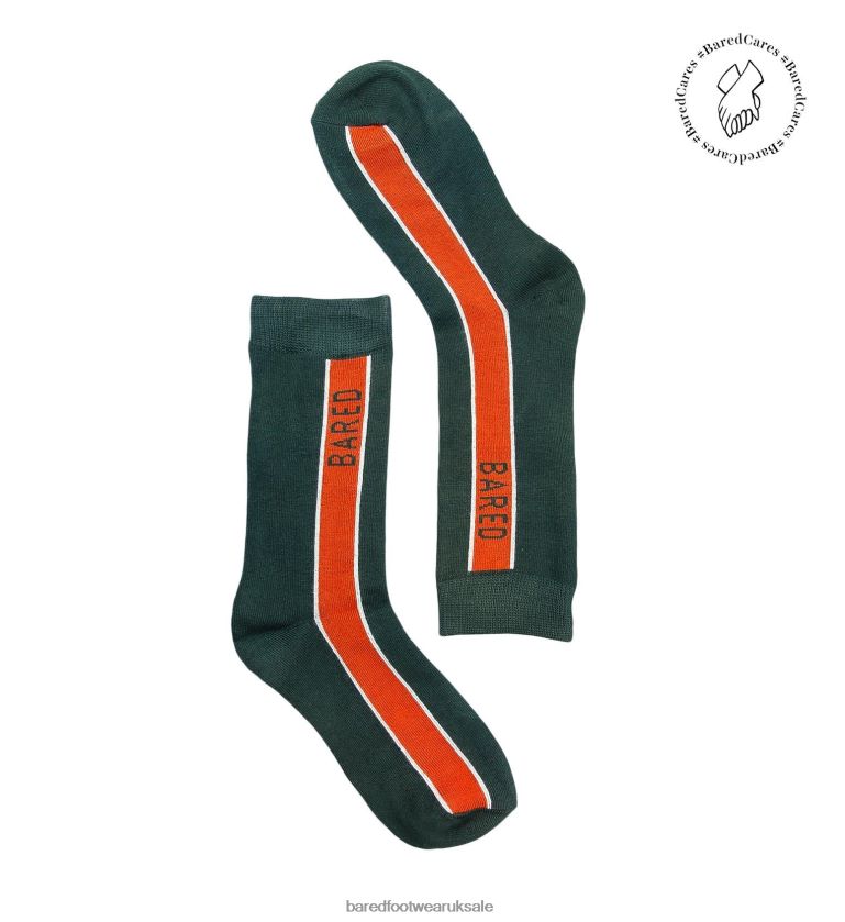 Dark Green & Rust Unisex Bared Footwear N06D2V347 Crew Socks