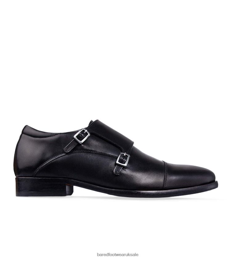 Black Leather Double Monks Men Bared Footwear N06D2V46 Vanadium