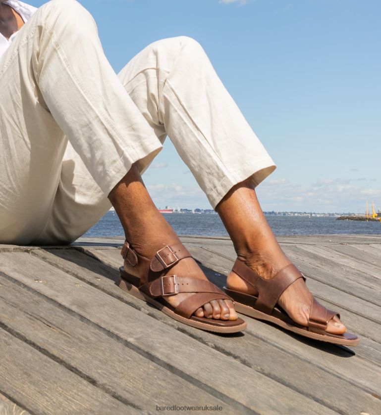 Brown Waxed Leather Sandal Men Bared Footwear N06D2V38 Hassium