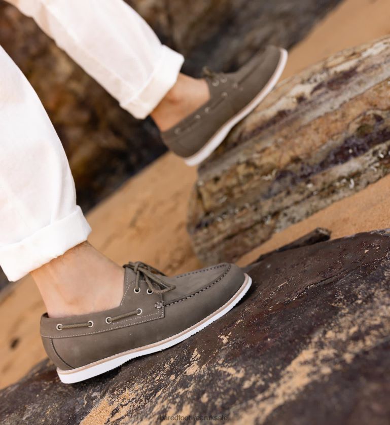 Charcoal Nubuck Boat Shoes Men Bared Footwear N06D2V41 Polonium