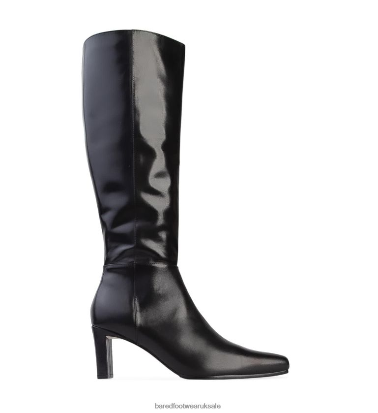 Black Boxed Leather Heeled Boots Women Bared Footwear N06D2V191 Firetail