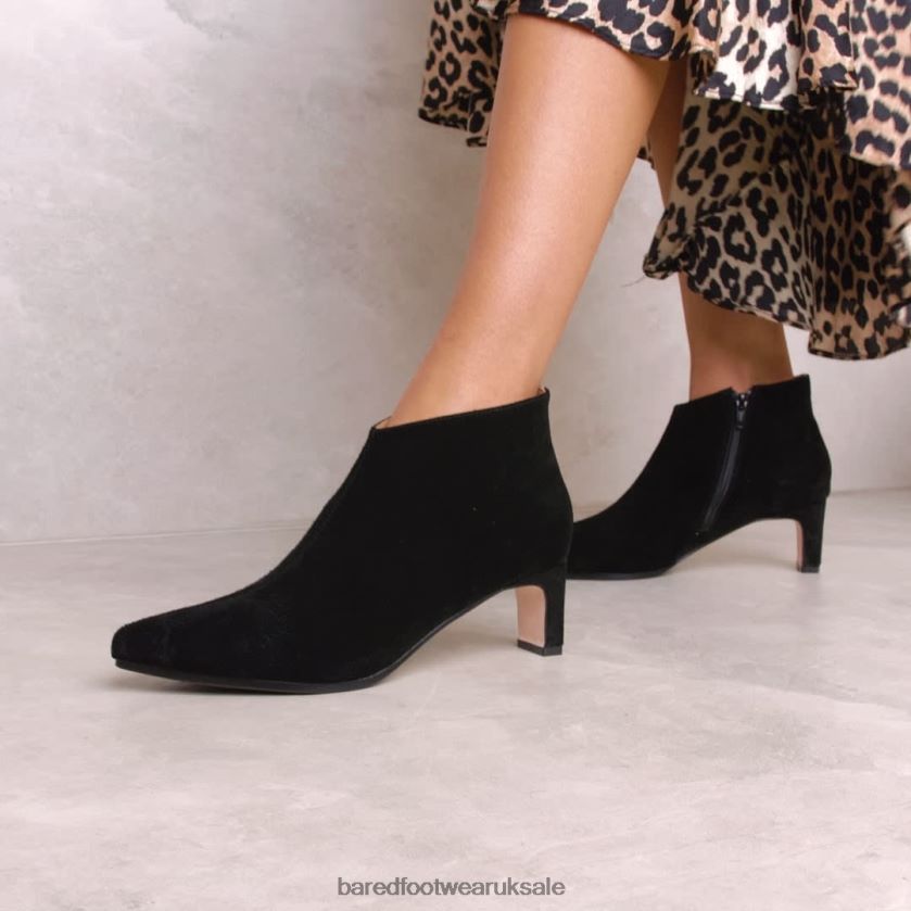 Black Suede Heeled Boots Women Bared Footwear N06D2V188 Wheatear