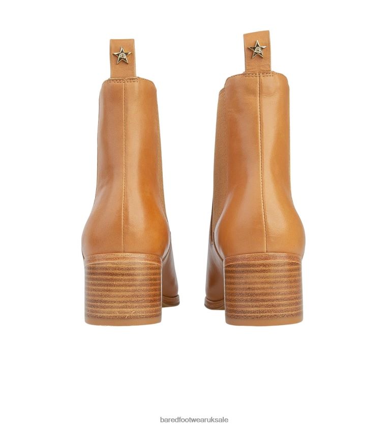 Tan Leather Heeled Boots Women Bared Footwear N06D2V100 Canary