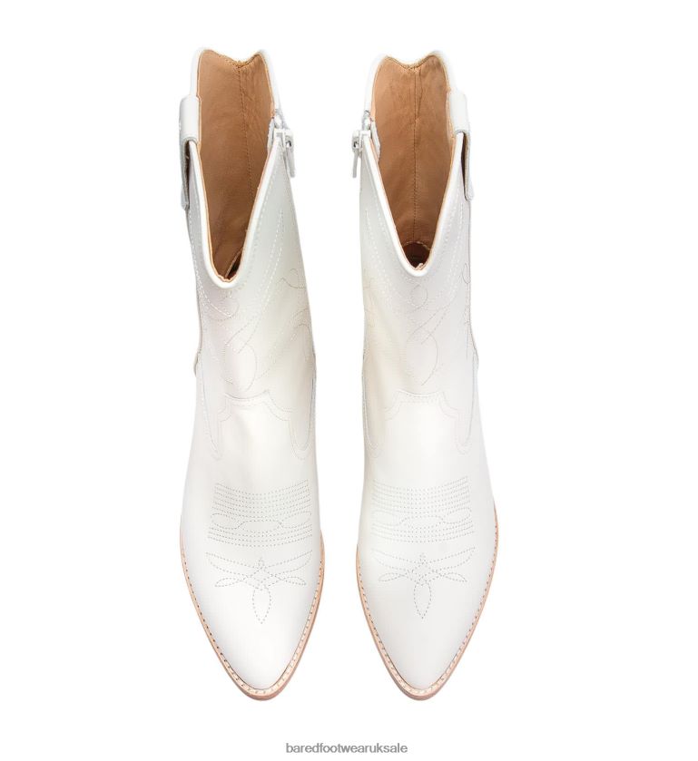 White Leather Flat Boots Women Bared Footwear N06D2V208 Tinkerbird