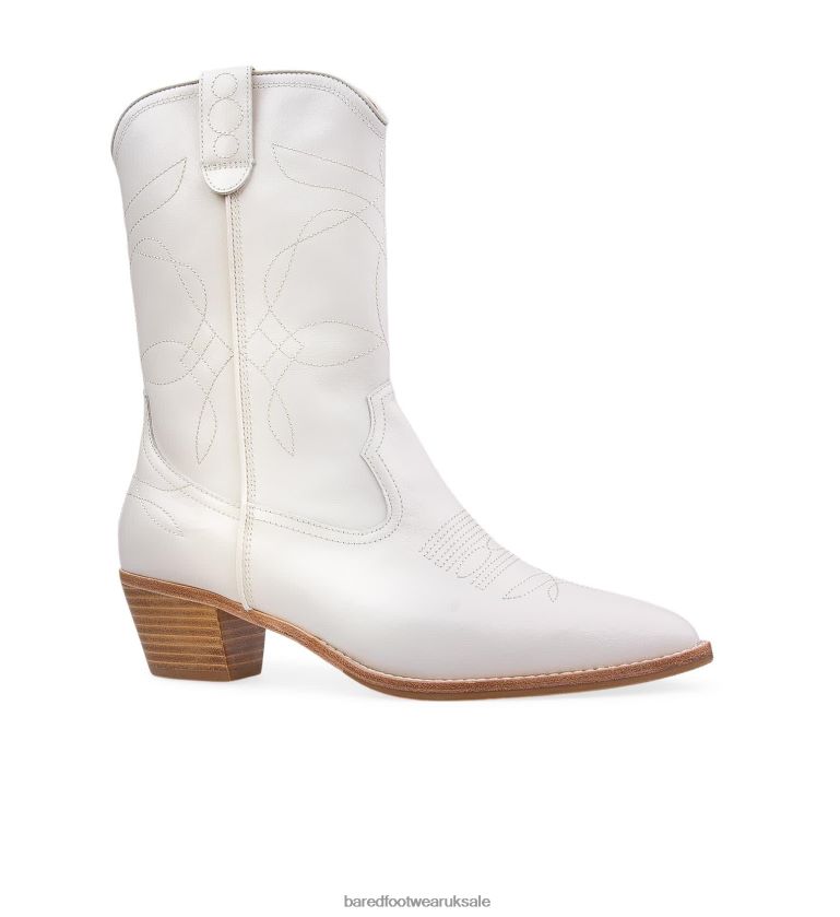 White Leather Flat Boots Women Bared Footwear N06D2V208 Tinkerbird