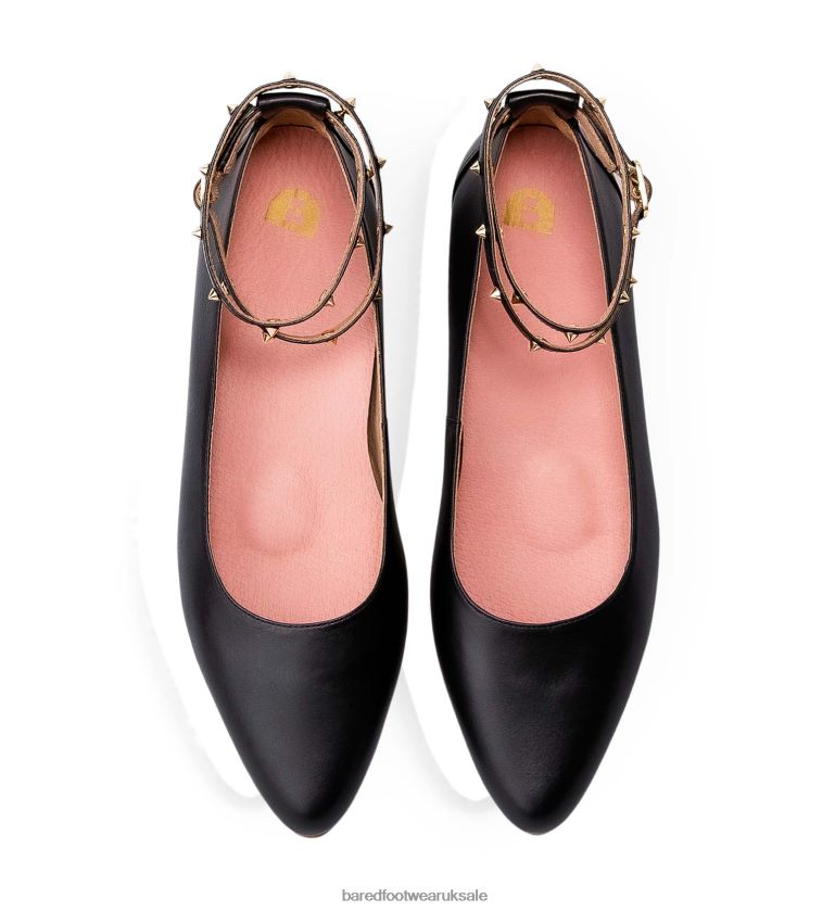 Black Leather Ballet Flats Women Bared Footwear N06D2V295 Currawong III