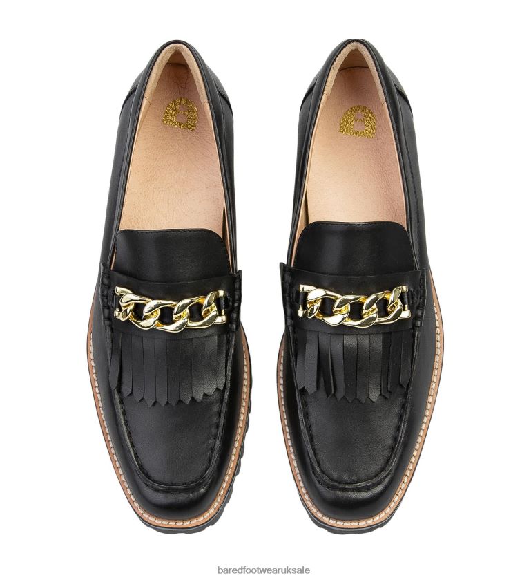 Black Leather with Chain Loafers Women Bared Footwear N06D2V144 Elaenia