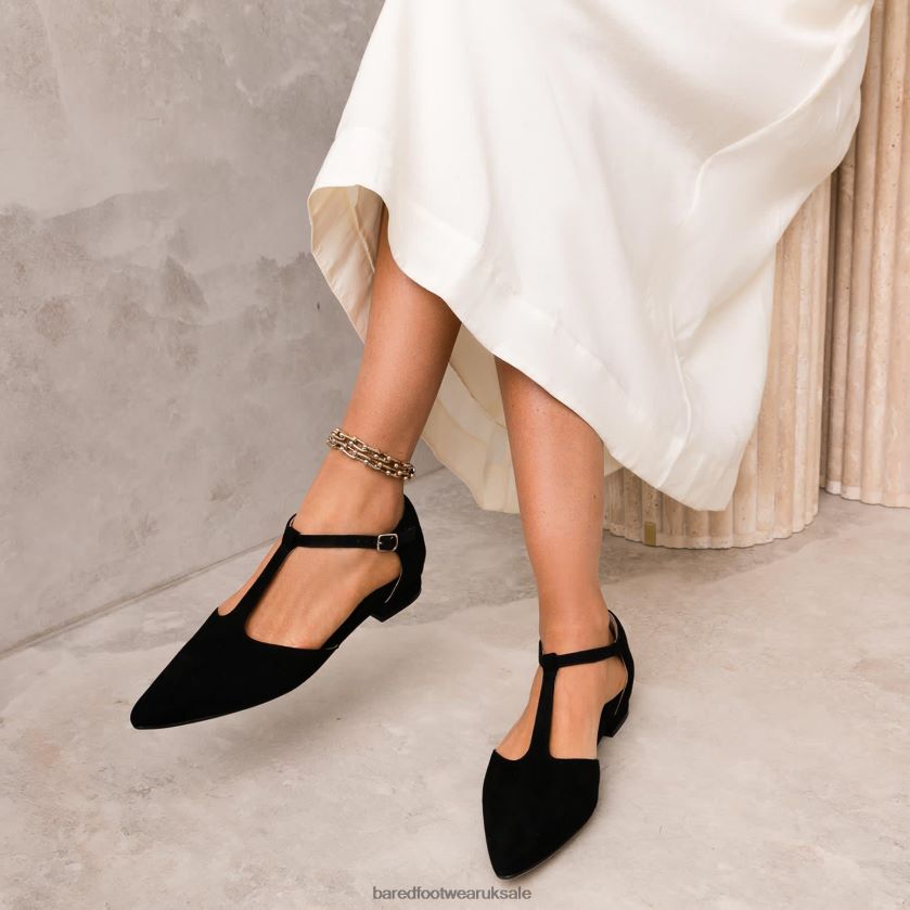 Black Suede Ballet Flats Women Bared Footwear N06D2V229 Avocet