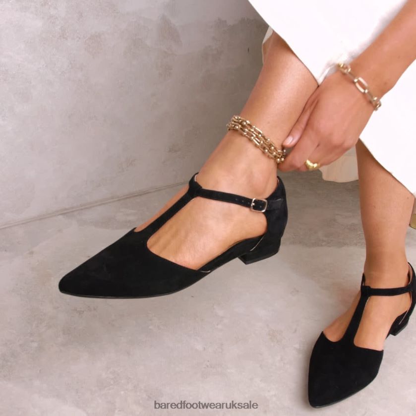 Black Suede Ballet Flats Women Bared Footwear N06D2V229 Avocet