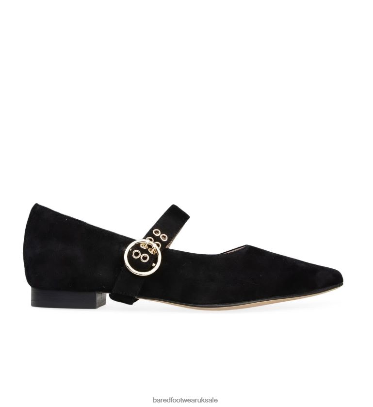 Black Suede Ballet Flats Women Bared Footwear N06D2V300 Egret