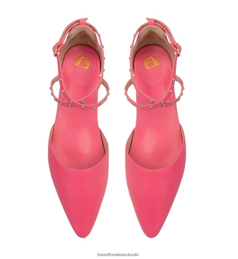 Candy Pink Leather Ballet Flats Women Bared Footwear N06D2V138 Grackle