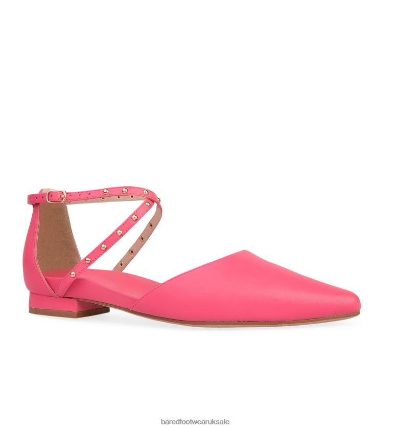 Candy Pink Leather Ballet Flats Women Bared Footwear N06D2V138 Grackle