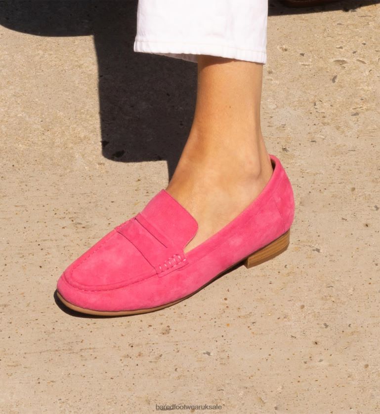 Candy Pink Suede Loafers Women Bared Footwear N06D2V140 Hawk 2