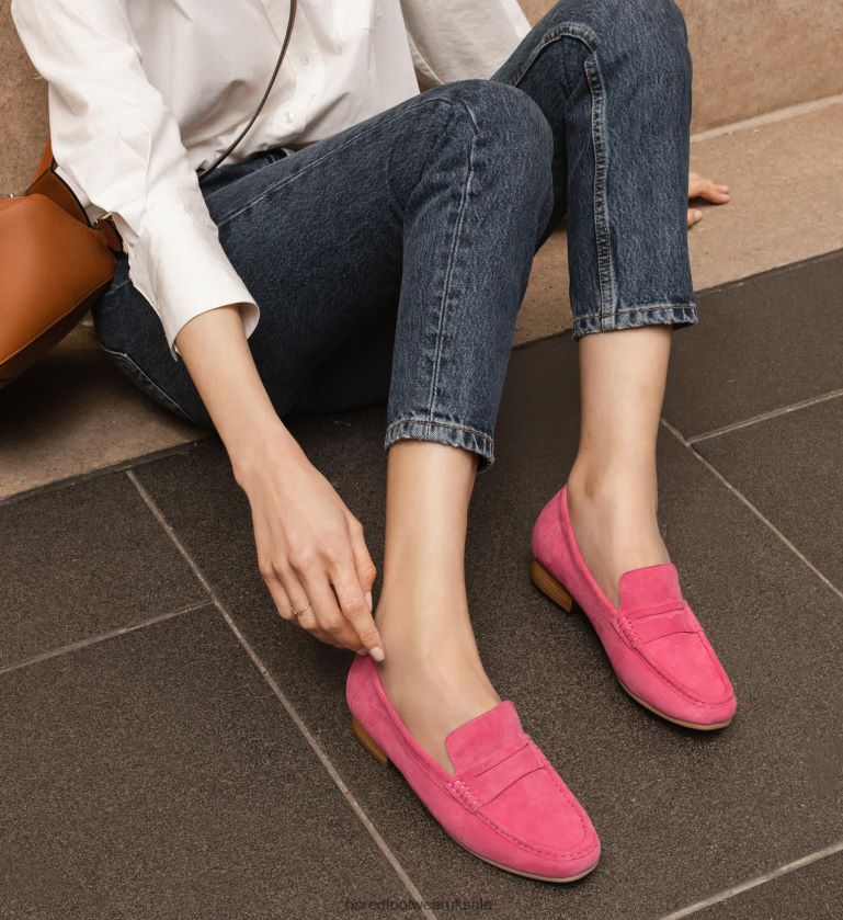 Candy Pink Suede Loafers Women Bared Footwear N06D2V140 Hawk 2