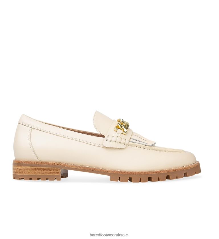 Oatmilk Leather with Chain Loafers Women Bared Footwear N06D2V146 Elaenia