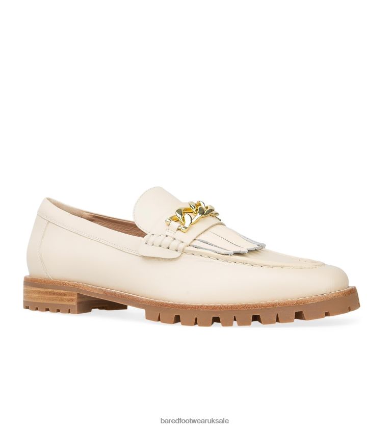 Oatmilk Leather with Chain Loafers Women Bared Footwear N06D2V146 Elaenia