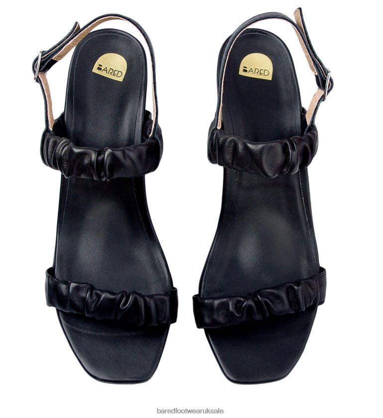 Black Leather Low Heels Women Bared Footwear N06D2V270 Motmot