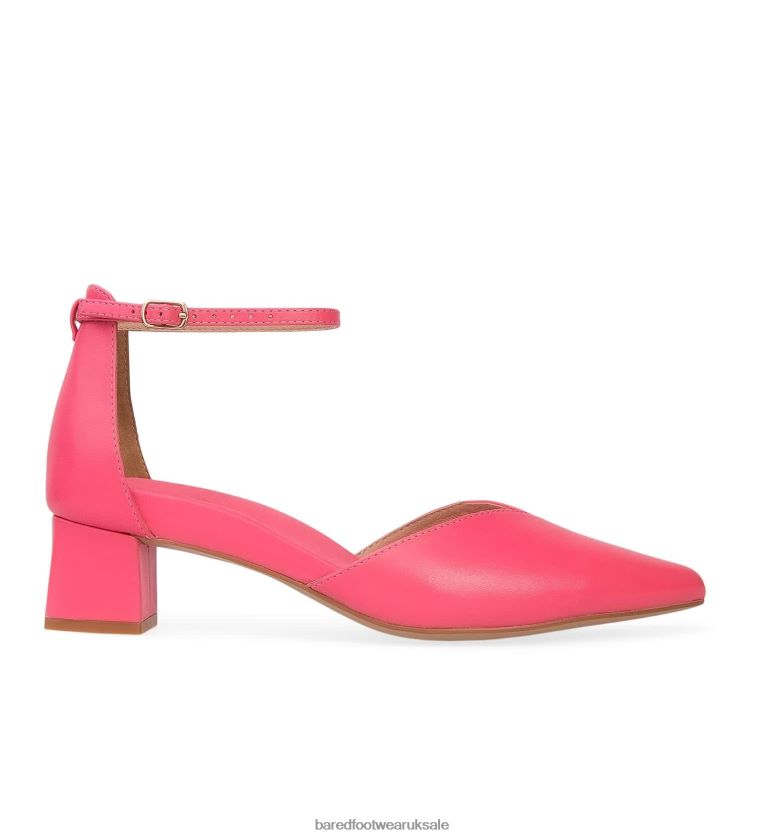 Candy Pink Leather Low Heels Women Bared Footwear N06D2V116 Quelea