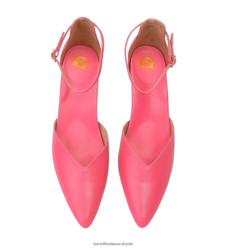 Candy Pink Leather Low Heels Women Bared Footwear N06D2V116 Quelea