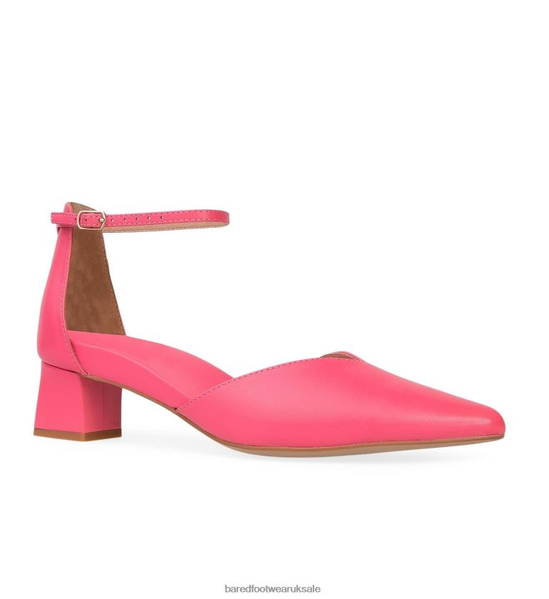 Candy Pink Leather Low Heels Women Bared Footwear N06D2V116 Quelea