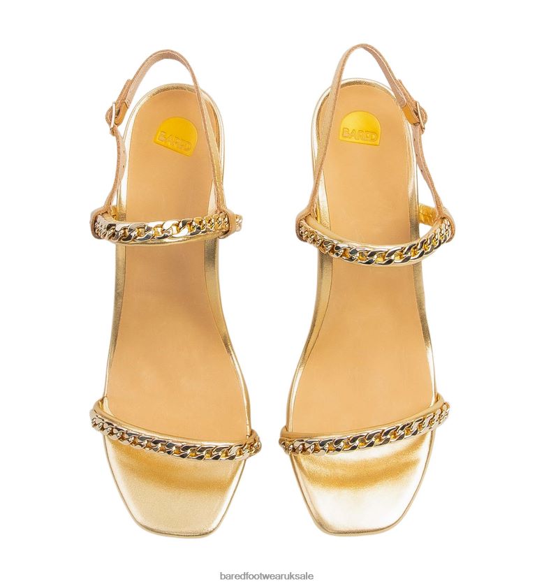 Gold Leather High Heel Women Bared Footwear N06D2V265 Bunting