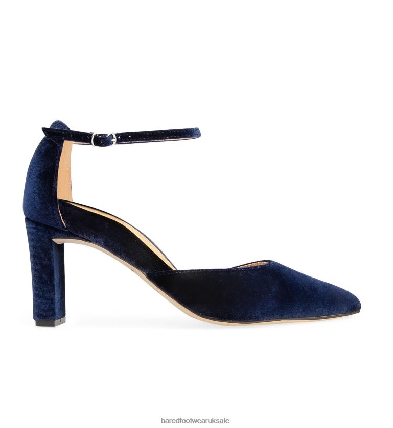 Navy Velvet High Heels Women Bared Footwear N06D2V282 Wattle