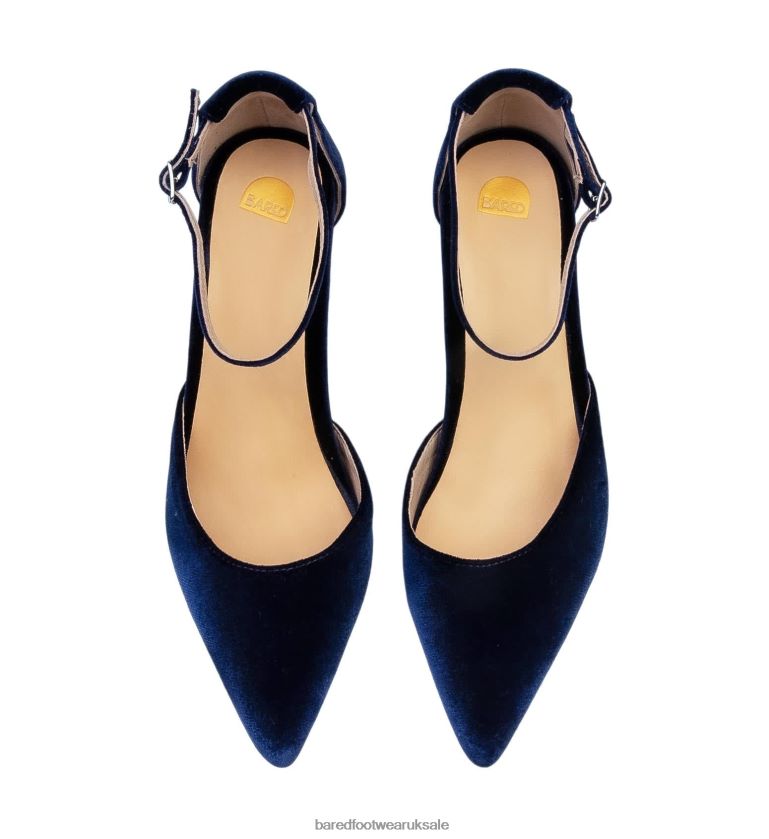 Navy Velvet High Heels Women Bared Footwear N06D2V282 Wattle