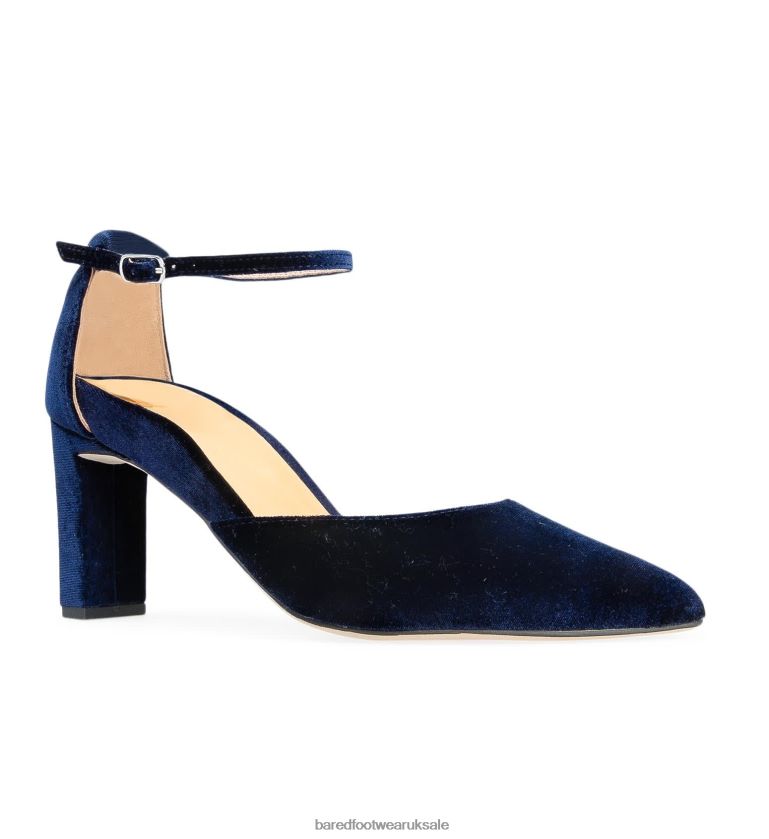 Navy Velvet High Heels Women Bared Footwear N06D2V282 Wattle