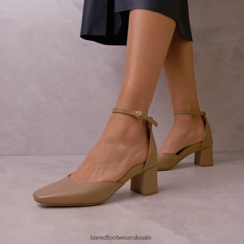 Taupe Leather Low Heels Women Bared Footwear N06D2V292 Bee-eater