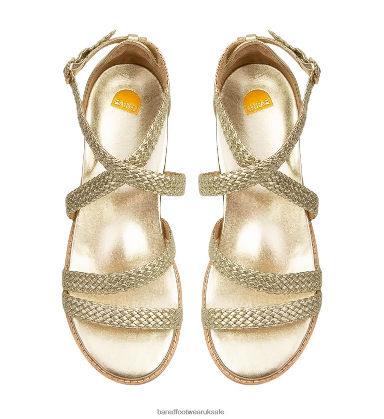 Gold Leather Flat Sandals Women Bared Footwear N06D2V174 Murrelet