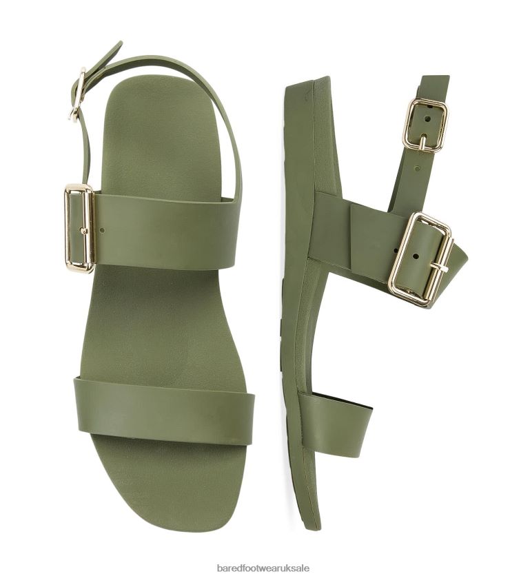 Olive Rubber Flat Sandals Women Bared Footwear N06D2V301 Sanderlings