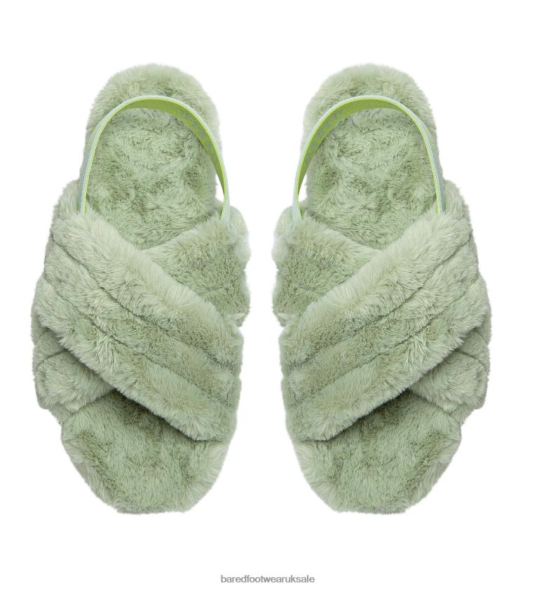 Seafoam Faux Fur Slippers Women Bared Footwear N06D2V271 Flufftail