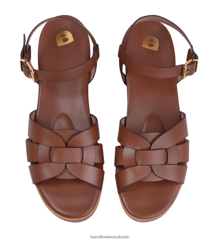 Tan Leather Flat Sandals Women Bared Footwear N06D2V232 Goshawk