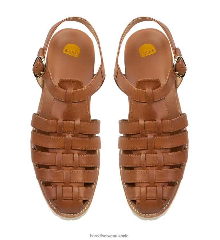 Tan Leather Flat Sandals Women Bared Footwear N06D2V241 Bittern