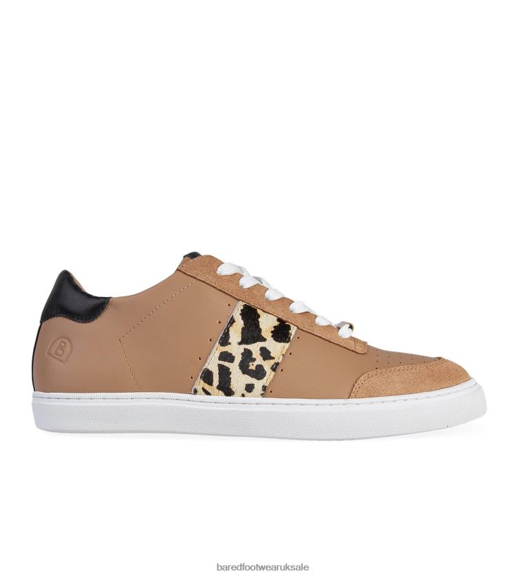 Camel & Leopard Print Leather Sneakers Women Bared Footwear N06D2V250 Skua