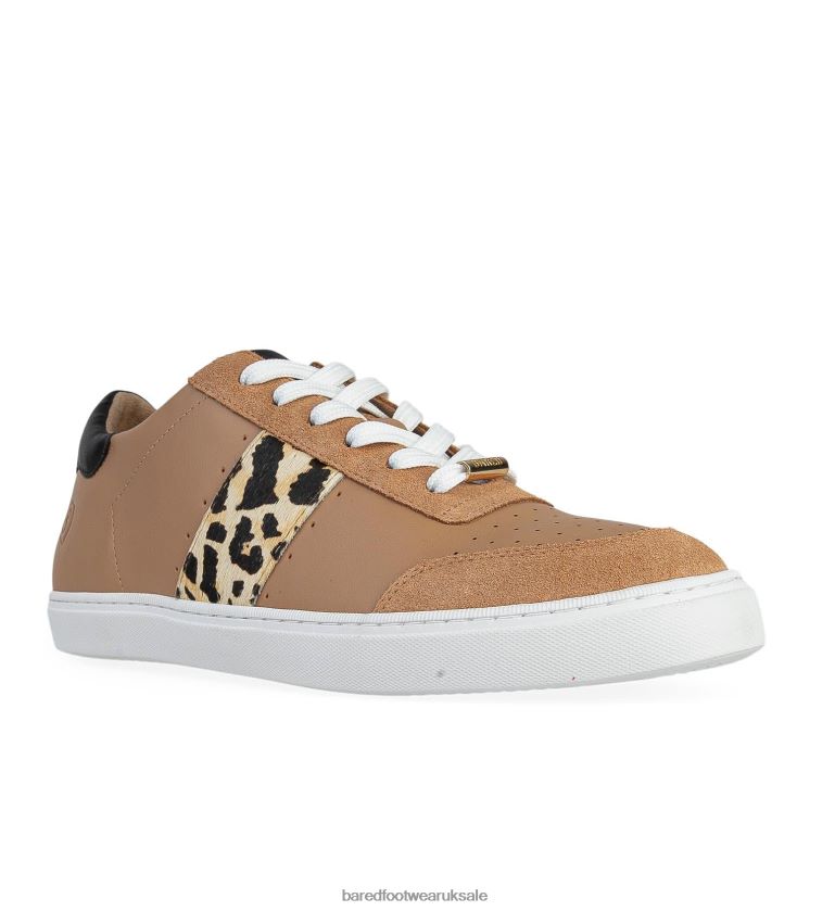 Camel & Leopard Print Leather Sneakers Women Bared Footwear N06D2V250 Skua