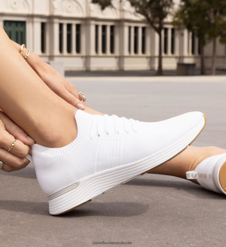 White Knit Sneakers Women Bared Footwear N06D2V129 Jinzo