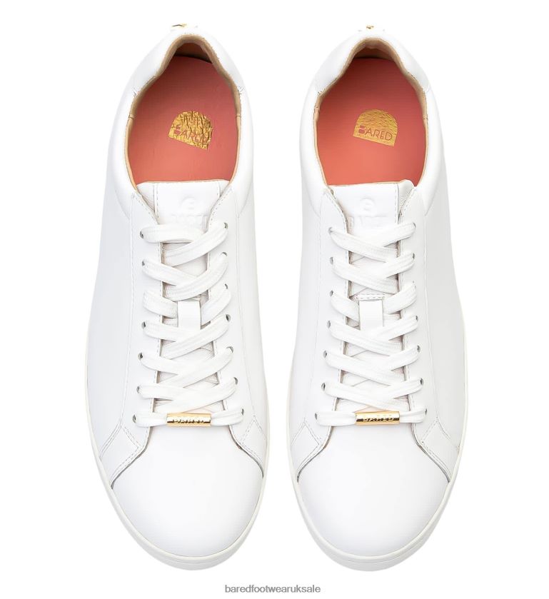 White Leather & Gold Star Sneakers Women Bared Footwear N06D2V198 Whimbrel